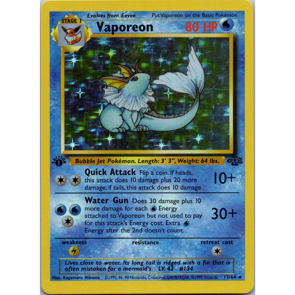 Vaporeon Jungle 1st Edition "Reprinted"